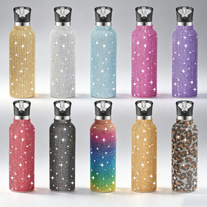 12oz 17oz 20oz 25oz 32oz Rhinestone Sports Water <b>Bottle</b> Pop Up Straw Lid Double Wall Vacuum Insulated <b>Flask</b> - Product Image 1