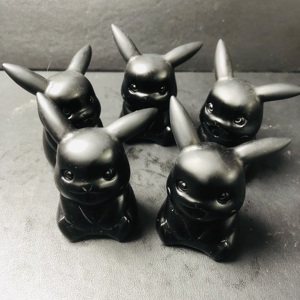 All'ingrosso all'ingrosso di alta qualità ossidiana nera <span class=keywords><strong>Pikachu</strong></span> intagliato a mano intagli di cristallo regali a buon mercato - Product Image 5