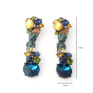 Nueva joyería de moda flor de la aleación parte de cristal de colores piedras <span class=keywords><strong>hematita</strong></span> bronce chapado en pendientes para - Product Image 2