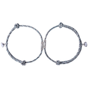 Whale Couple Bracelet Set Silver Tone Copper Wire Braided Animal Design For Love Gift Jewelry - Product Image 5