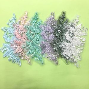 Motif sequin lưới ren thêu Stereo Hạt đính vải tuyn ren các bản vá lỗi cho váy cưới phụ kiện - Product Image 1