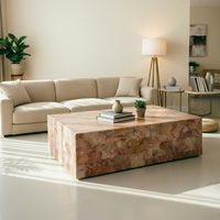 Table basse en marbre rose de style moderne et luxueux pour la décoration de la maison, salon, hôtel, bar, café