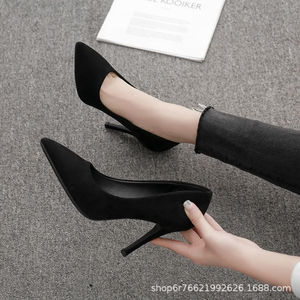 2023 <span class=keywords><strong>zapatos</strong></span> de tacón de aguja sin cordones profesionales para <span class=keywords><strong>mujer</strong></span>, tacones altos de verano e invierno con punta estrecha, gamuza de boca baja para el <span class=keywords><strong>trabajo</strong></span> - Product Image 5