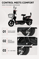 Vélo Électrique Urbain pour Commuter, Batterie au Lithium Amovible en Option, avec Panier Avant, Siège Passager Disponible, E-Bike Adulte