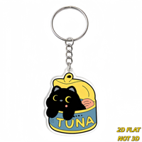 Porte-clés en acrylique chat noir mignon dans une boîte de thon, breloque gourmande pour clés et sacs, accessoire unique et fantaisiste pour les amateurs de chats et de fruits de mer