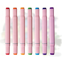 Ensemble de marqueurs artistiques double embout Ikeyword pour étudiants, corps en plastique rose, encre permanente, idéal pour le dessin. Ensemble d'art de 18 pièces