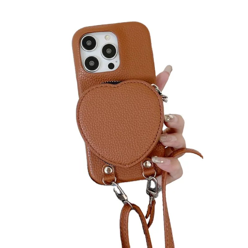 クロスボディレザーハンドリング女性携帯電話バッグデザイン電話ケース財布クレジットカード財布ジッパーiPhone 13 14 Pro max