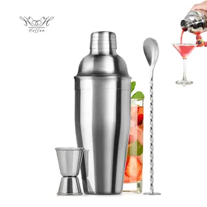 3PCS Martini Cocktail Shaker Bar Set Stainless Steel 304 Margarita Mixer Drink Shaker And Measuring Jigger & Mixing Spoon Set