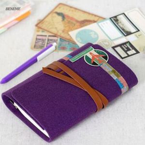 Factory Price Wholesale Printed <b>Gift</b> A5 A6 Sized Woollen Felt Custom Hand Book Diary 6 Ring Notebook with Band - Product Image 2