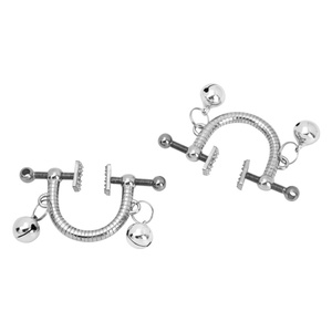 QKKQ Metal Nipple <b>Clamps</b> with Bells and Collar Leather Choker <b>U</b> Shaped <b>Clamps</b> Nipple Toys Breast Clips BDSM Sex Toys for Couples - Product Image 6