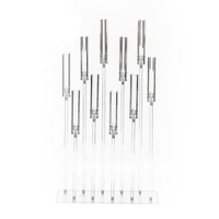 Candélabre en acrylique transparent avec LED, centre de table, porte-bougie à 3 bras pour bougies pilier et coniques avec abat-jour en acrylique