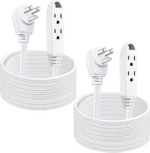 3 Outlet Extension Cord Power Strip Triple Wire Grounded Multi Outlet indoor Flat Plug