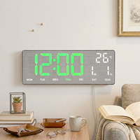 Moderne Digitale LED-Wecker-Wanduhr mit Großem Display, Fernbedienung, Strukturiertem Kunststoffgehäuse, Nachtlicht, USB-Betrieb, Büro-Schreibtisch-Accessoire