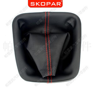หัวเกียร์รถยนต์ Skopar หุ้มหนังสีดำเย็บด้ายแดง สำหรับรถ Volkswagen Golf5 เกียร์ธรรมดา - Product Image 2