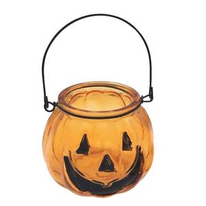 Handmade Custom Empty Candle <b>Jar</b> Simple Popular Halloween <b>Pumpkin</b> <b>Glass</b> Tea Light Holder Embossed Printed Home Home Decoration - Product Image 1