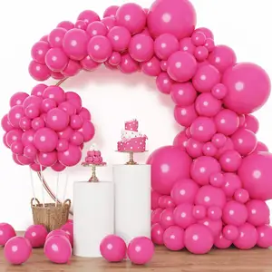 129pcs Hot Pink Latex Balloons Arch Kit for Valentine's Day Birthday Baby Shower Wedding Princess Theme Party Decoration