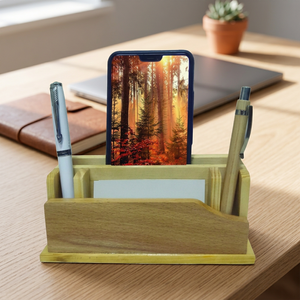 Organizer With <b>Phone</b> <b>Stand</b> Pen Holder Bamboo Office Gift Multifunctional Simple Style - Product Image 4