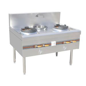 Cuisinière à gaz commerciale Kingbetter KCR-2001U-L pour friture et cuisson, en acier inoxydable, puissance 40KW*2, 220V, ventilateur, 100kg, pression 2000pa - Product Image 1