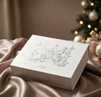 Boîte cadeau élégante en relief 3D avec fermeture magnétique en feuille d'or personnalisée, boîte rigide pour emballage de paniers-cadeaux, boîte cadeau avec fleurs en relief