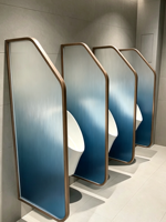 Panneaux de cloisonnement pour urinoirs masculins, écrans modernes minimalistes en verre, personnalisables pour les zones de service hôtelières, les toilettes publiques