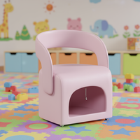Pouf de luxe rose pour animaux et humains, rembourré avec éponge haute densité et décor cloche, design double usage
