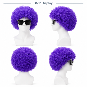 Peluca Afro Rizada Morada Personalizada, Ajustable, Resistente a Altas Temperaturas, para Disfraces, Fiestas, <span class=keywords><strong>Carnaval</strong></span>, Halloween, Cosplay, Peluca Sintética Directo de Fábrica - Product Image 4
