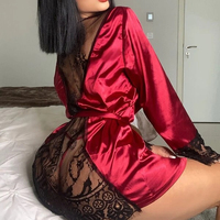 Chemise de Nuit en Dentelle pour la Saint-Valentin, Lingerie Sexy pour Lune de Miel, Peignoirs en Soie pour Femme, Vêtements de Nuit Féminins