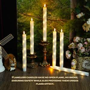 Vela Eléctrica con Llama Móvil a Pilas, 20 cm de Largo, Vela Cónica con Sensor LED, Llama Realista sin Fuego, con Control Remoto - Product Image 3