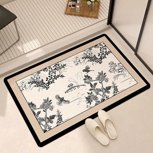 Alfombra de Baño de Tierra de Diatomeas de Estilo Chino, Rectangular, con Patrón Floral, Antideslizante, Absorbente y de Secado Rápido para la Entrada del Baño - Product Image 2