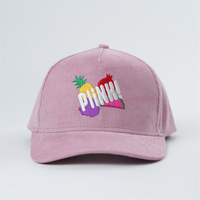 Venta al por mayor marco un sombrero de pana 100% algodón personalizado 5 paneles gorra de alta calidad 5 paneles gorra personalizada con logotipos bordados
