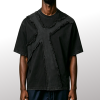 T-shirt en coton délavé surdimensionné de haute qualité avec logo personnalisé vintage 330 g/m² pour homme