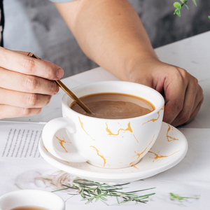 Ensemble de 2 tasses à cappuccino et soucoupes en céramique bleue réactive, café au lait, thé, moka, lave-vaisselle, passe au micro-ondes - Product Image 5
