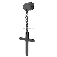 Pendientes de Acero Inoxidable Clásicos con Colgante de Cruz para Mujer, Joyería, Aretes Tipo Túnel
