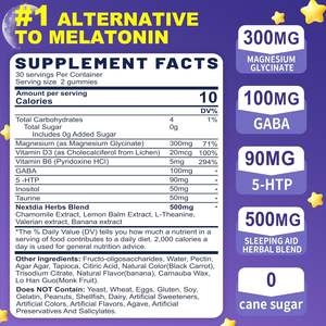 Magnezyum glisinat, GABA, 5-HTP, l-theanine, papatya, limon balsamı, B6 vitamini takviyeleri ile Melatonin ücretsiz uyku Gummies - Product Image 2