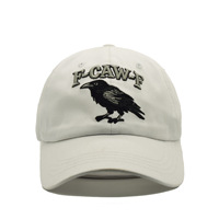 Gorra de Béisbol F-CAW-F de 6 Paneles, Ajustable, de Algodón, con Bordado de Cuervo |   Gorra estilo americano vintage para papá