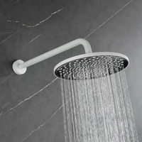 Robinet de bain mural thermostatique moderne en laiton de 8 pouces avec douchette à jet de pluie intégrée et mitigeur dissimulé