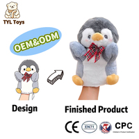 Marionnette à main en peluche personnalisée OEM/ODM, pingouin mignon en coton doux pour enfants