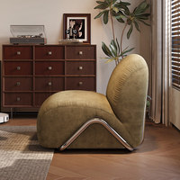 Fauteuil vintage en velours côtelé de style mid-century, chaise individuelle de salon, canapé paresseux design, canapé chariot en acier inoxydable