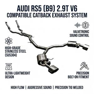 ท่อไอเสียแบบ Catback พร้อมวาล์ว Vortex SS304 สำหรับ Audi RS5 B9 2.9T V6 ปี 2019-2025 ปลายท่อรูปไข่ ชุดแต่งเพิ่มสมรรถนะ - Product Image 1