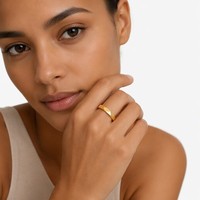 Bijoux de mode en gros, anneaux géométriques en acier inoxydable plaqué or, anneaux simples en forme de losange pour femmes et hommes