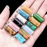 Pendentif cylindrique en pierre semi-précieuse de cristal naturel, composants de bijoux pour boucles d'oreilles et colliers DIY