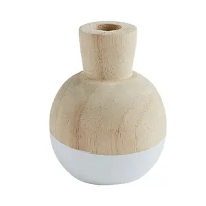 Half White Wooden Vase Solid Wood Design Home Stay Table Decorations Wooden Home Decor Vases