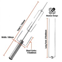 Kit de rôtissoire sans fil robuste en acier inoxydable de 735 mm, moteur de barbecue automatique rechargeable, engrenage résistant à la chaleur, facile à nettoyer