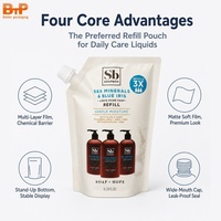 Sac de pochettes de recharge pour emballage de liquide en plastique avec impression de logo personnalisé pochette debout avec bec pour huile de douche et shampoing
