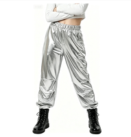 Pantalon de danse jazz métallisé brillant et élastique, style cheerleading, hip-hop, gymnastique, sans poches, pour performance scénique, pour enfant de 4 à 15 ans