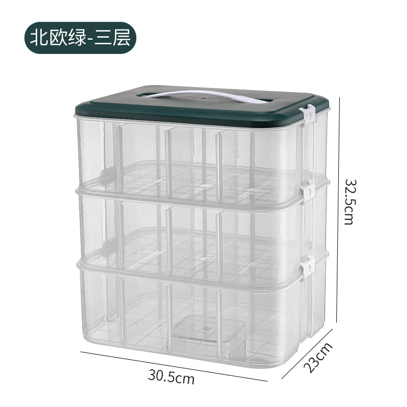 Caja de almacenamiento de tres capas de espesor-verde nórdico