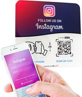 Placa Acrílica NFC con Código QR para Interacción en Redes Sociales de Instagram, Conexión Rápida de Perfil, Diseño Cuadrado para Montaje en Pared, Sin Aplicación