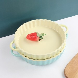 Assiettes de table personnalisées, style haut de gamme, design de niche, bord ondulé, résistantes aux hautes températures, assiettes à raviolis à double anse - Product Image 2