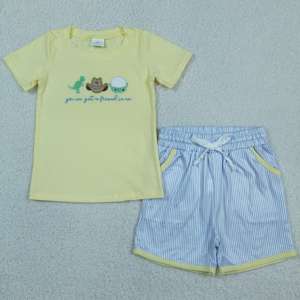 Ensemble de vêtements pour petit garçon, t-shirt et short à broderie de cheval, style décontracté d'été, boutique RTS - Product Image 5