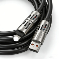 Câble de charge rapide robuste 4-en-1 en silicone souple USB-C 240W pour ordinateur et écouteurs, blindage tressé, vente en gros